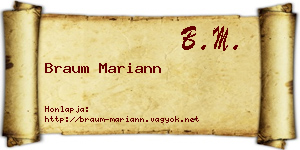 Braum Mariann névjegykártya